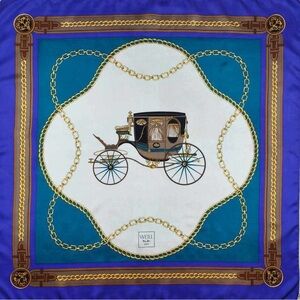 Vintage Blue and Gold Carriage Scarf